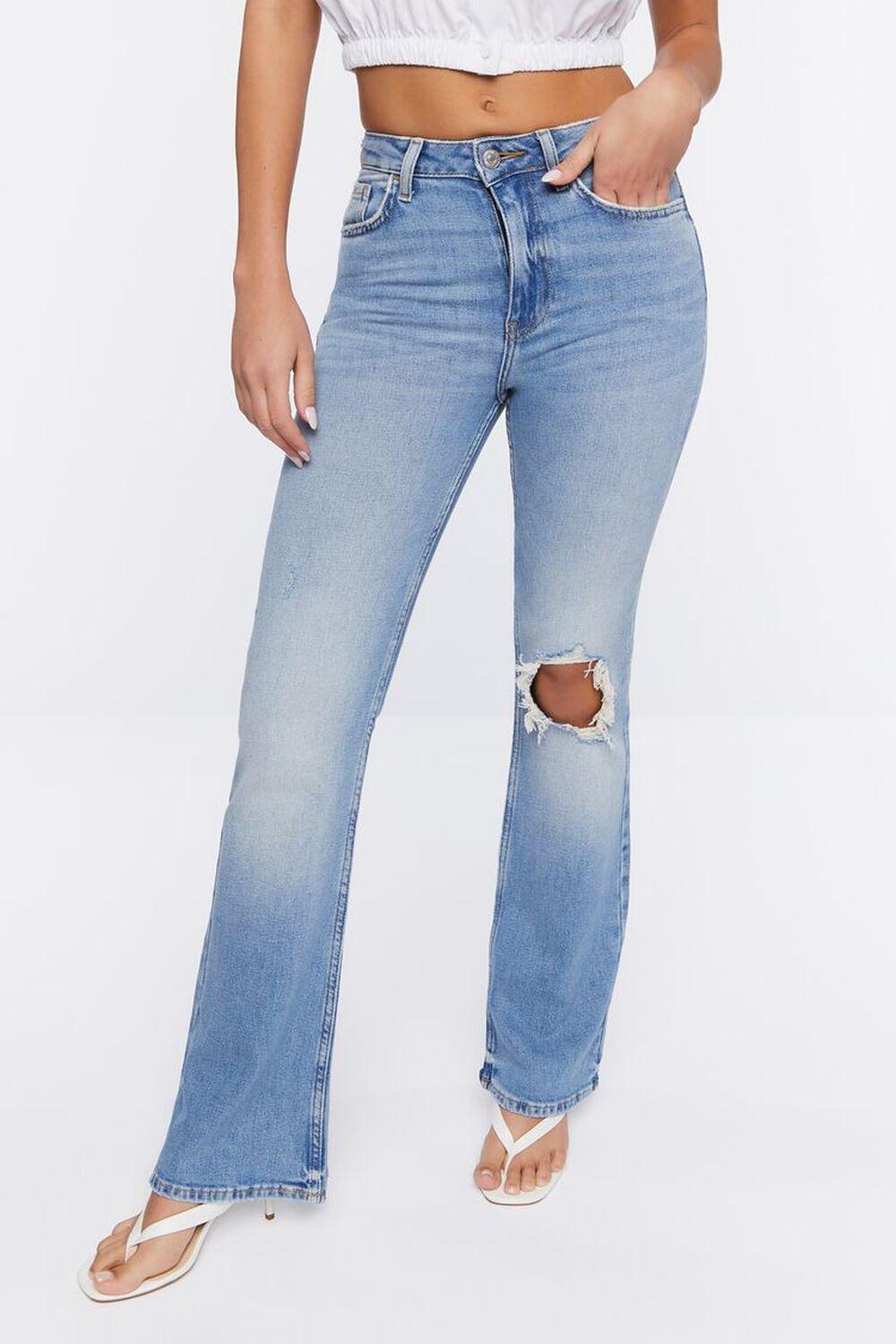 Hemp 10% Distressed Flare Jeans | Forever 21 product image