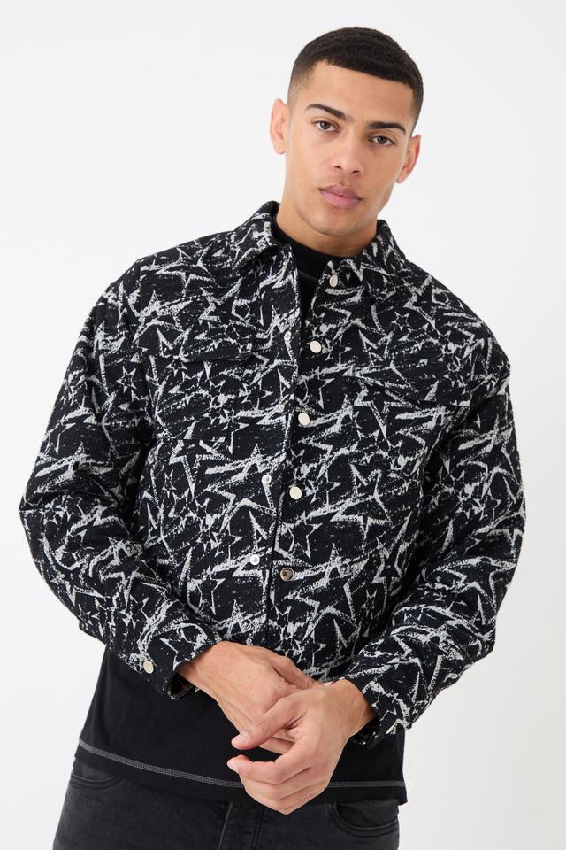 Abstract Patterned Boxy Jacket | boohooMAN USA Product Image