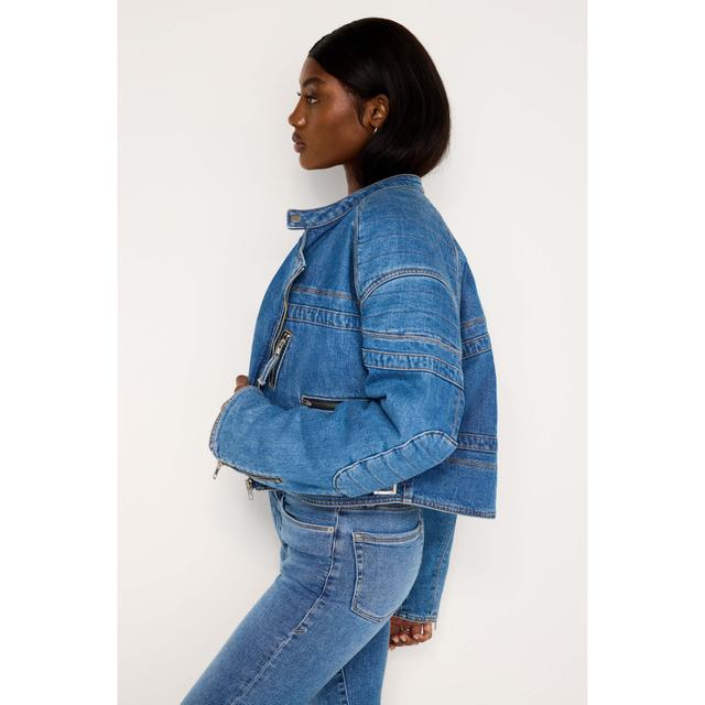 Womens Denim Moto Jacket | , 4 | Good American by Khlo Kardashian Product Image