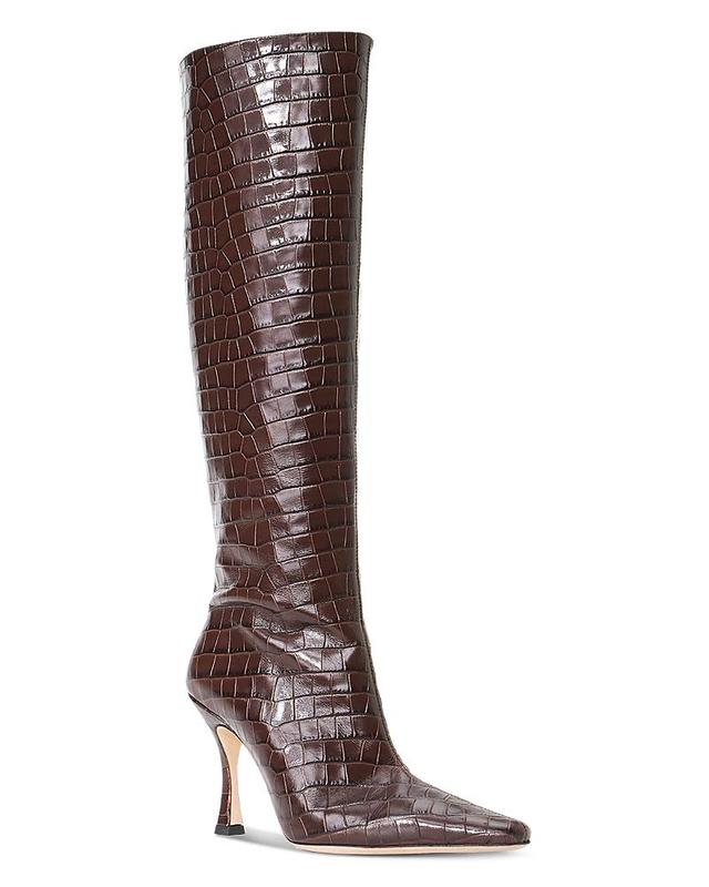 Staud Womens Cami Croc Embossed Knee High Boots Product Image