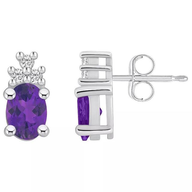 Alyson Layne 14k White Gold Oval Amethyst & 1/7 Carat T.W. Diamond Earrings, Womens Product Image