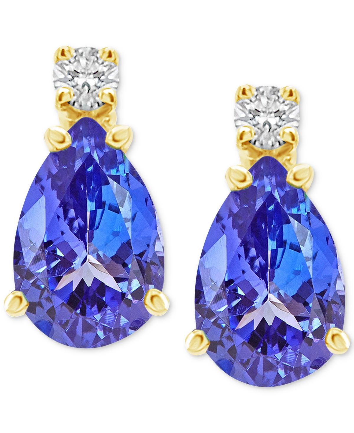 Belk & Co 14K Gold 6X4 Pear Shape Sapphire Diamond Accent Earrings Product Image