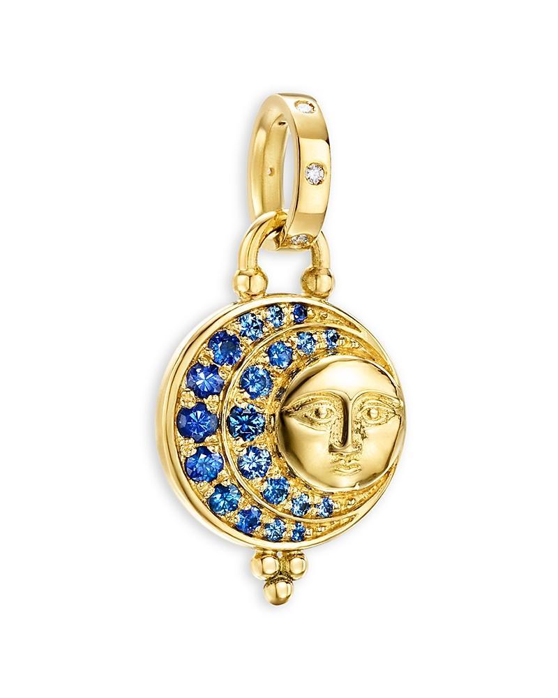 Womens Celestial Lunar Eclipse 18K Yellow Gold, Blue Sapphire & 0.003 TCW Diamond Moon Pendant Product Image