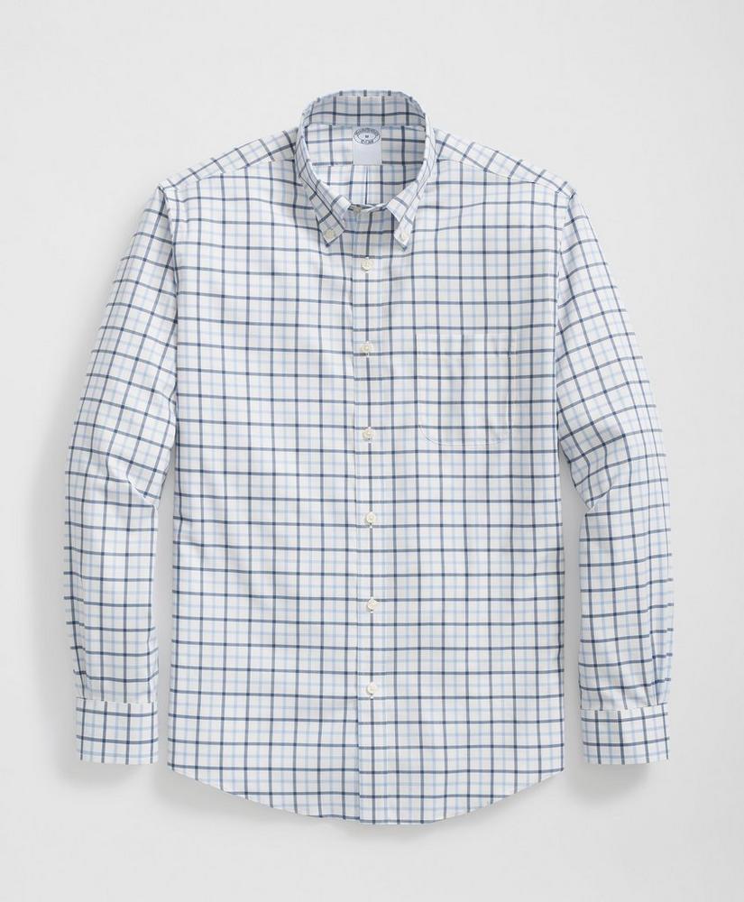 Stretch Supima® Cotton Non-Iron Twill Polo Button Down Collar Windowpane Shirt Product Image