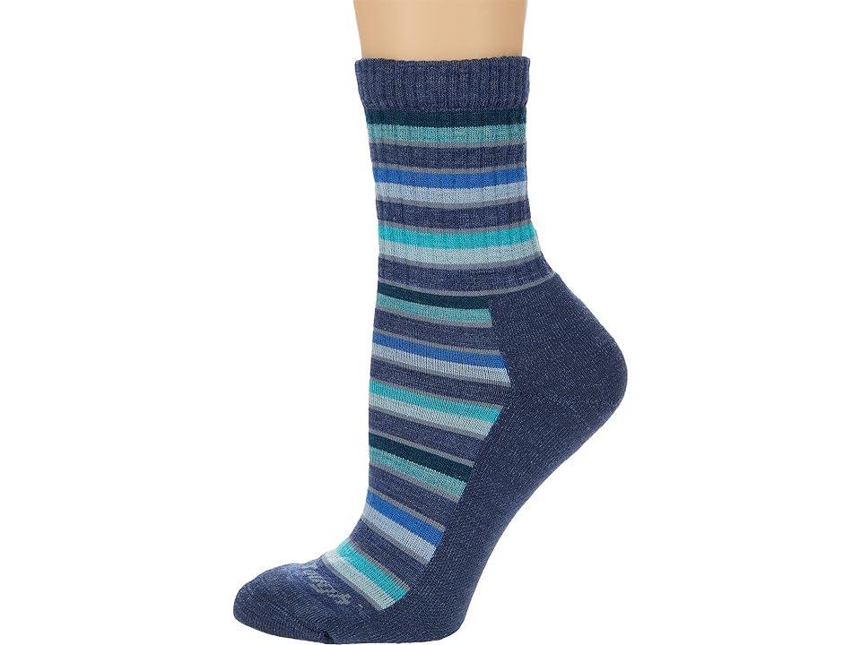 Darn Tough Vermont Decade Stripe Micro Crew Midweight with Cushion (Denim) Women's Crew Cut Socks Shoes Product Image