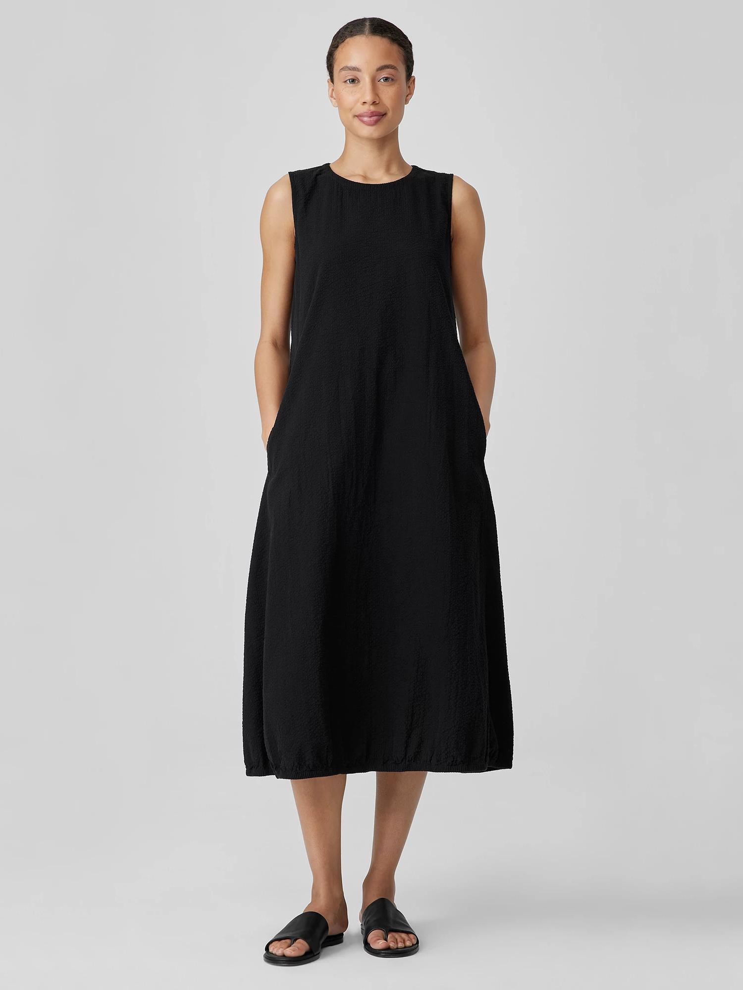 EILEEN FISHER Organic Cotton Ripple Lantern Dressfemale Product Image