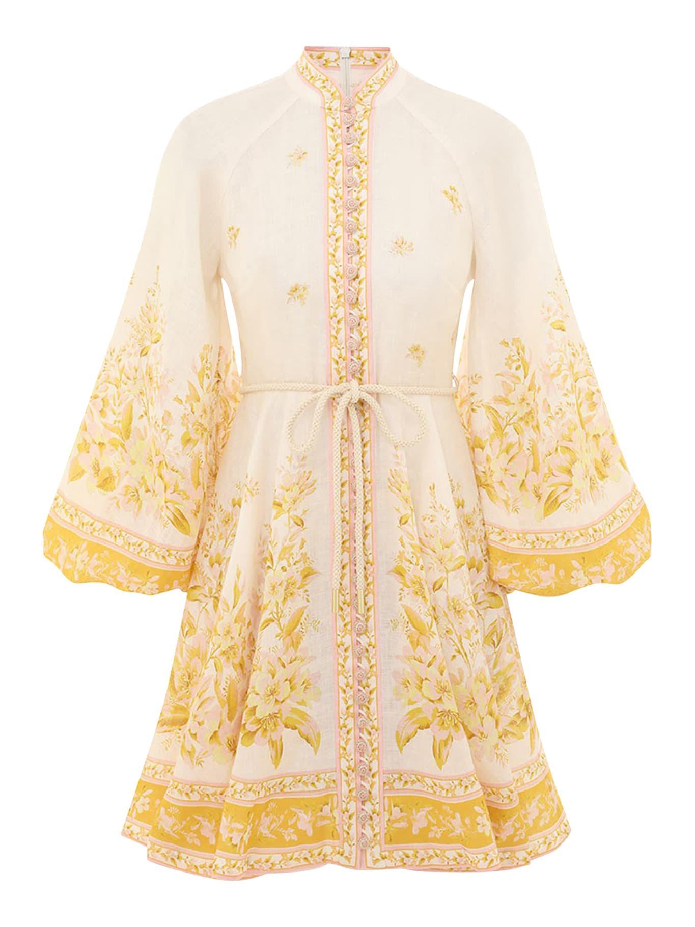 ZIMMERMANN Golden Buttoned Mini Dress In Neutro Product Image