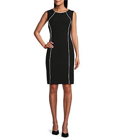 Kasper Stretch Woven Crew Neck Sleeveless Sheath Dress Product Image