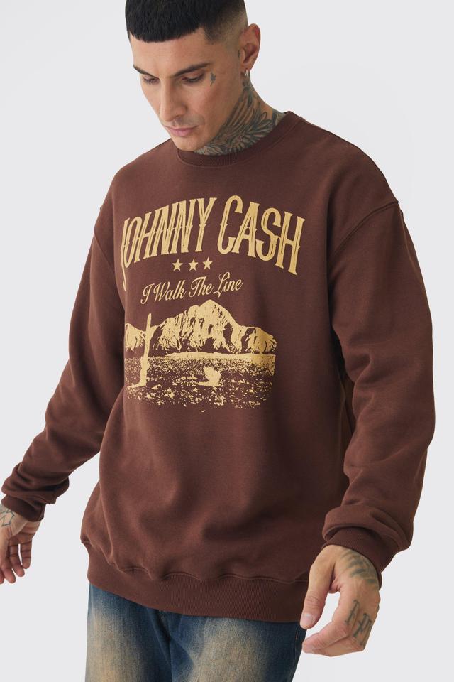 Tall Oversized Johnny Cash Licensed Sweatshirt | boohooMAN USA Product Image