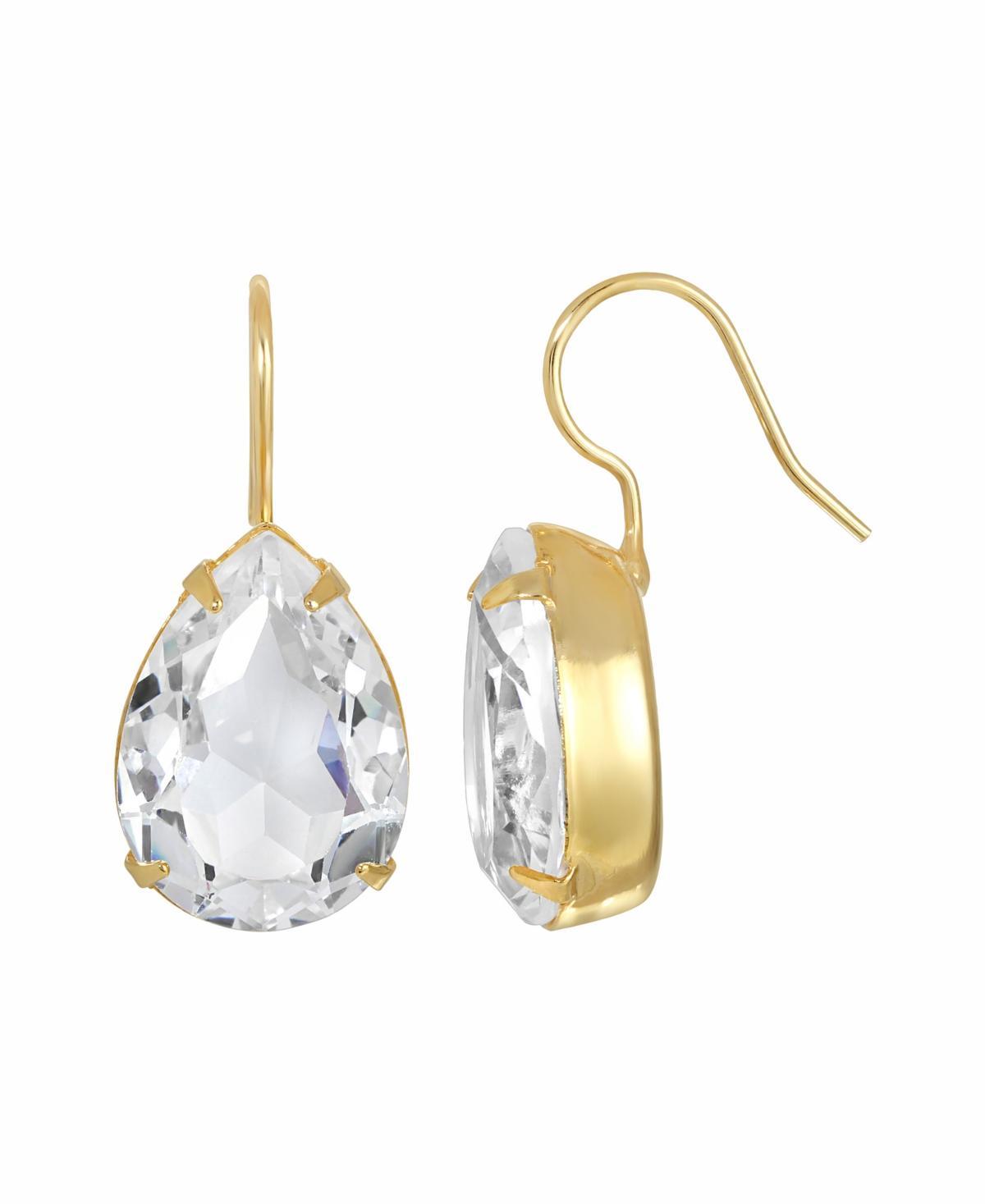 1928 Simulated Crystal Teardrop Wire Earrings, Womens, Grey Product Image