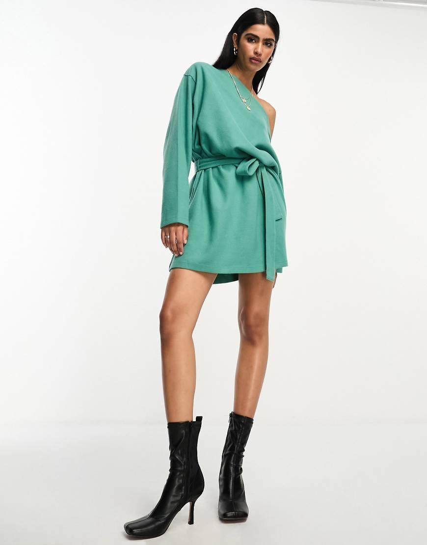 ASOS DESIGN super soft slouchy off shoulder mini dress with belt Product Image