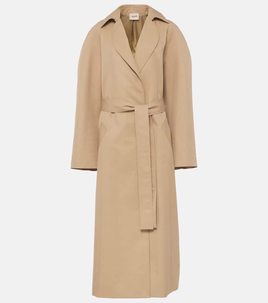 KHAITE Roth Belted Cotton-blend Twill Coat In Beige Product Image