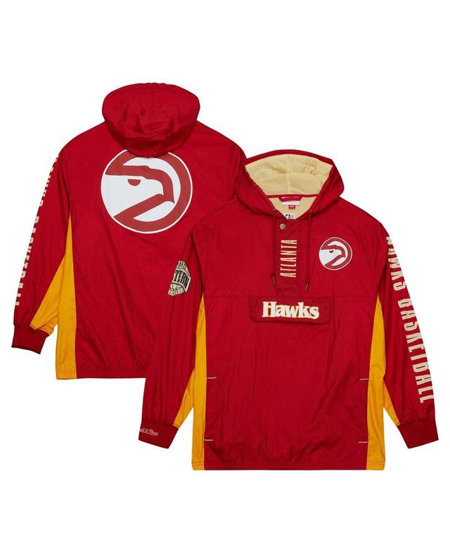 Mens Mitchell & Ness Red Distressed Atlanta Hawks Team Og 2.0 Vintage-Like Logo Anorak Windbreaker Quarter-Zip Jacket Product Image