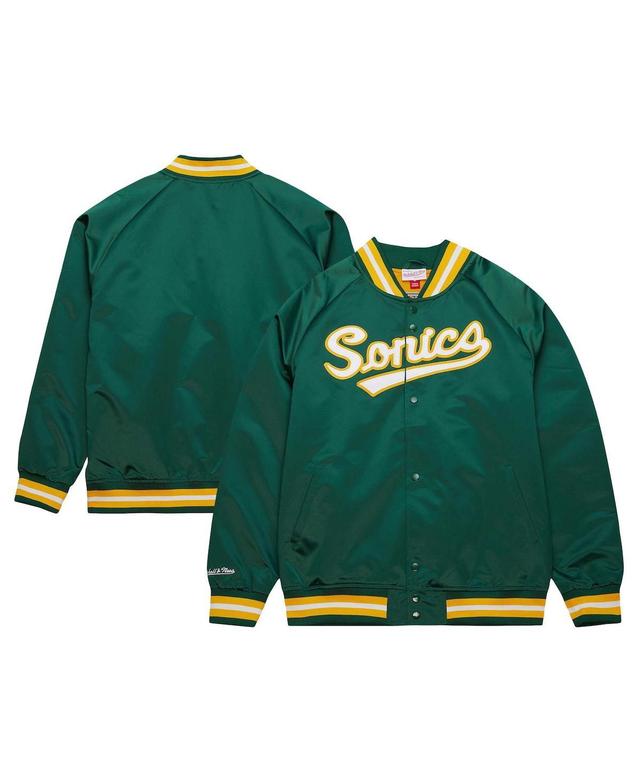 Mens Mitchell & Ness Green Seattle SuperSonics Hardwood Classics Throwback Wordmark Raglan Full-Snap Jacket Product Image