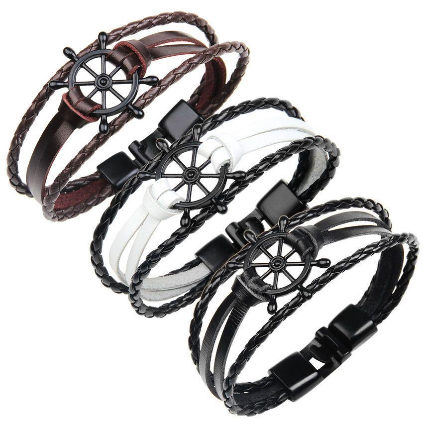 Rudder Genuine Leather Layered Bracelet Product Image