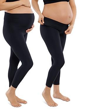 Ingrid & Isabel Set of 2 Fold Down Waist Maternity Leggings Product Image