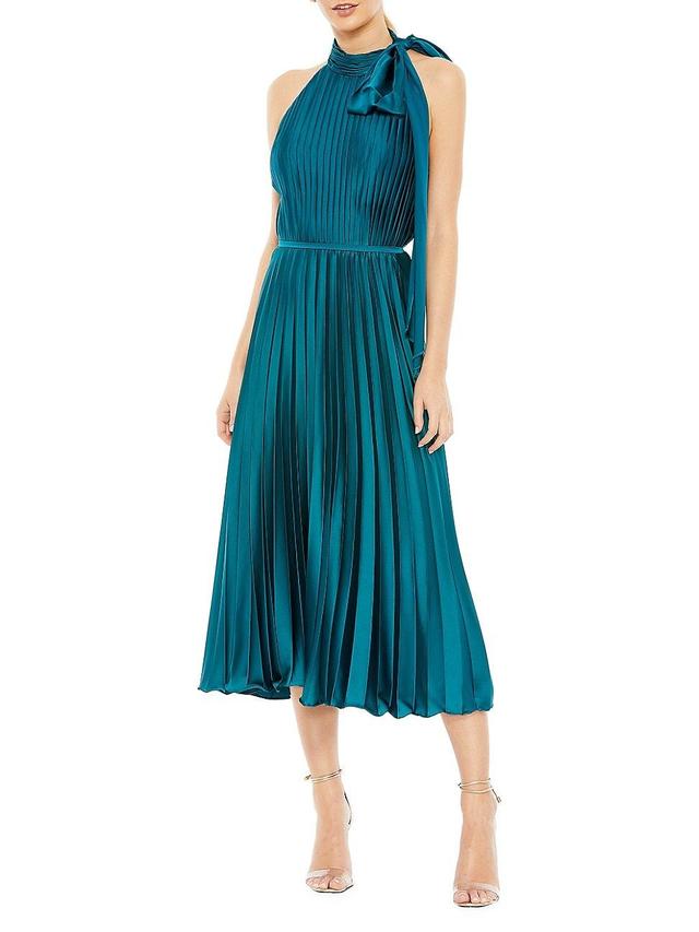 Womens Ieena Pleated Halter Midi-Dress Product Image