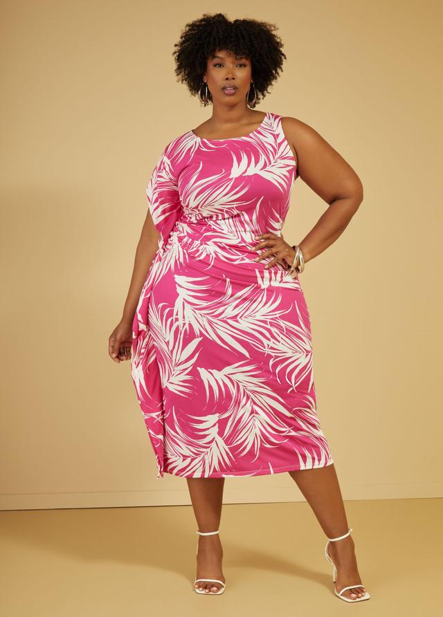 Plus Size Tropical One Shoulder Midaxi Dress Ashley Stewart Product Image