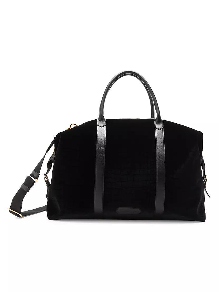 Croc-Embossed Velvet Duffel Bag Product Image