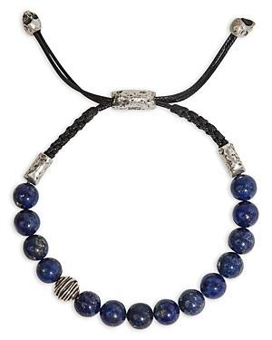 John Varvatos Mens Lapis Lazuli Beaded Slide Bracelet in Silver at Nordstrom, Size 10 Product Image