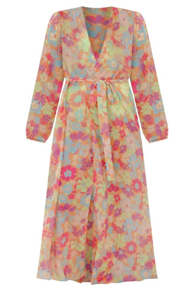 Eyes On Paradise in Fiji Floral Multi Floral Belted Kimono Cover Up Product Image