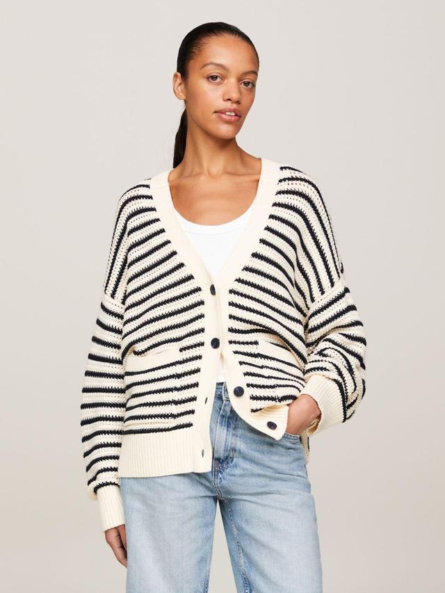 Tommy Hilfiger Women's Oversized Crochet Stripe Cardigan Product Image