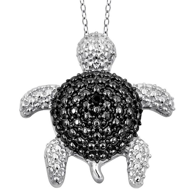 Womens Sterling Silver Accent Round-Cut Diamond Pave Set Turtle Pendant - White (18) Product Image