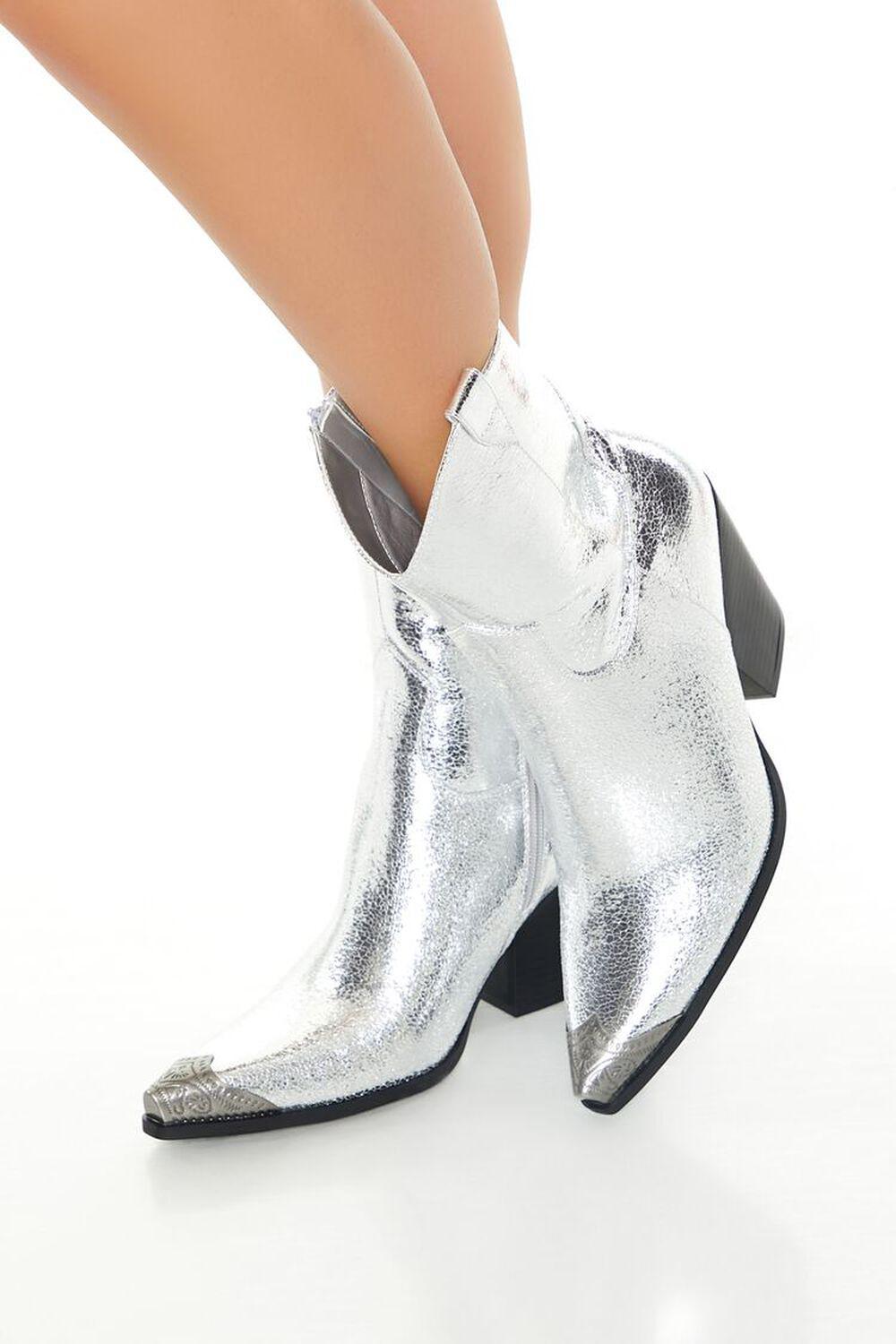 Metallic Faux Leather Booties | Forever 21 product image