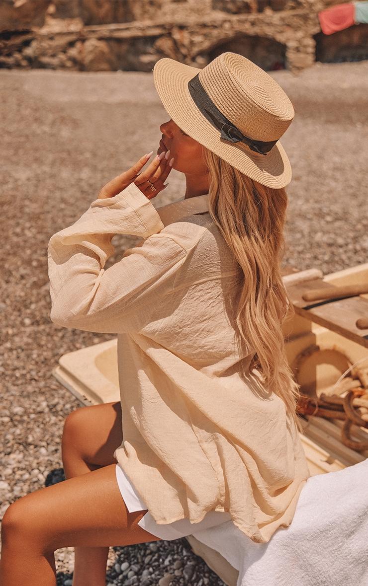 Cream Linen Look Oversized Beach Shirt Product Image