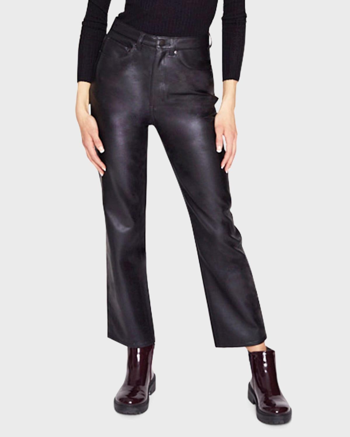 Blue Revival Faux Leather Straight Cropped Pants - Size: 27 - BONE Product Image