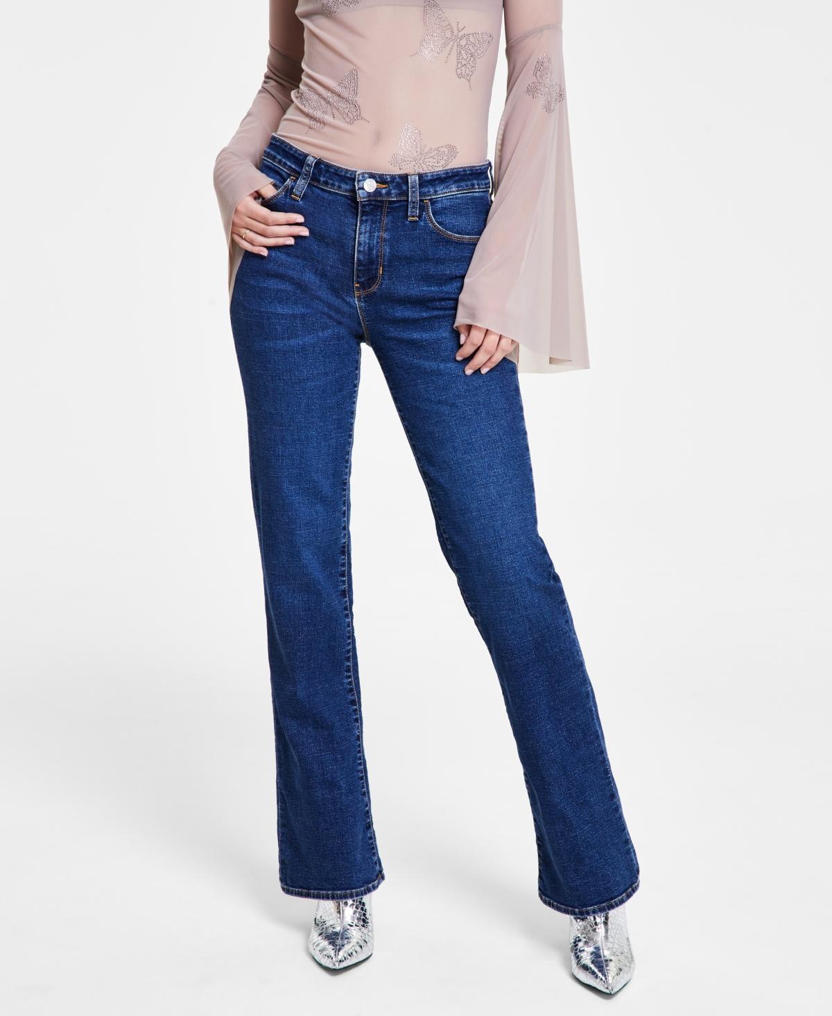 Guess Womens Whiskered Faded-Front Bootcut Denim Jeans Product Image