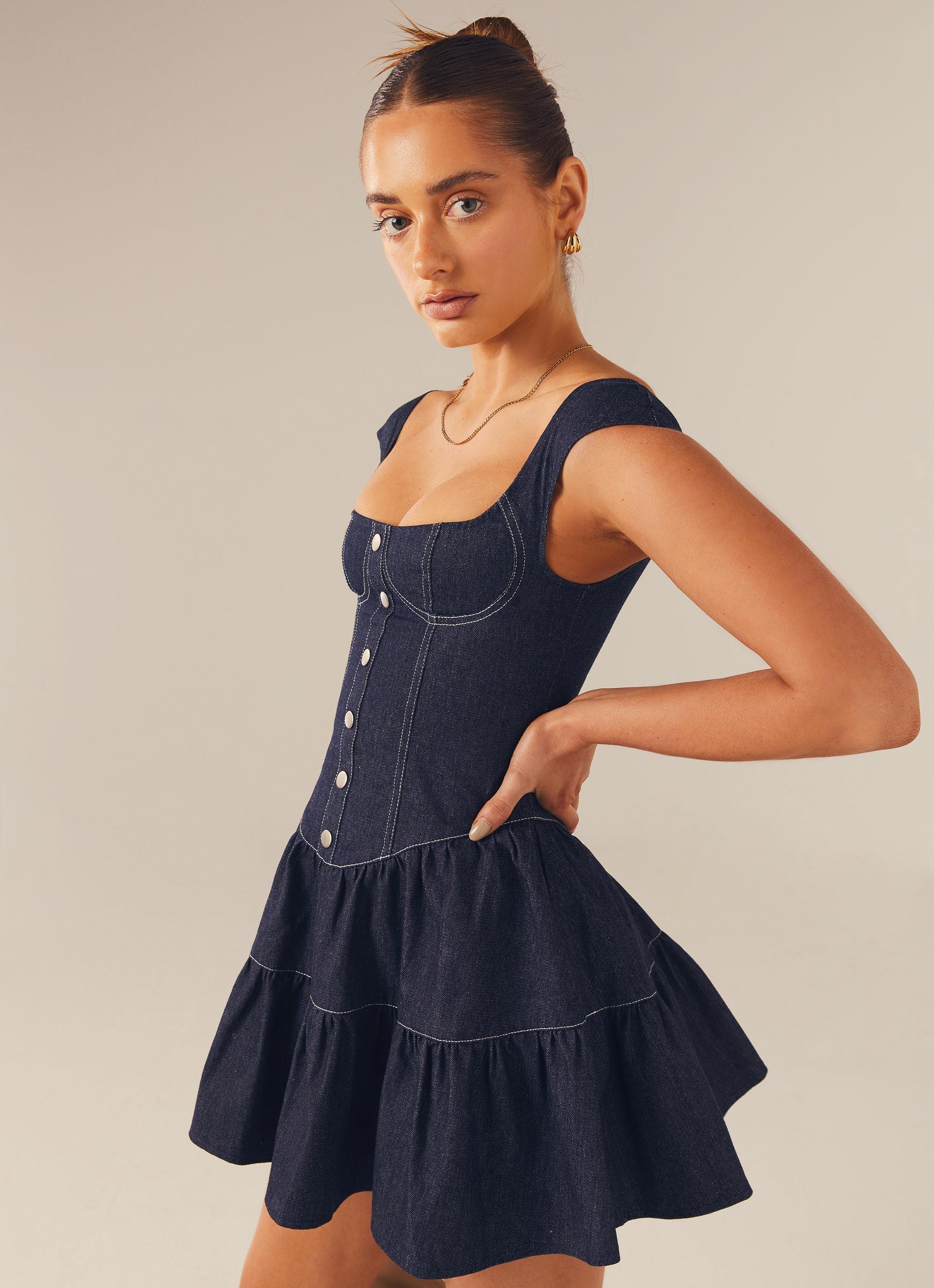 Isabella Denim Bustier Dress - Indigo Product Image