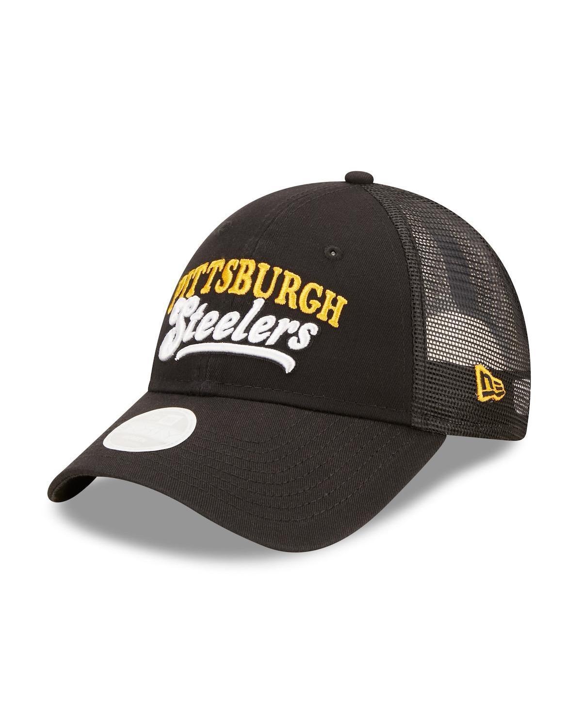 Womens New Era Black Pittsburgh Steelers Team Trucker 9Forty Snapback Hat Product Image