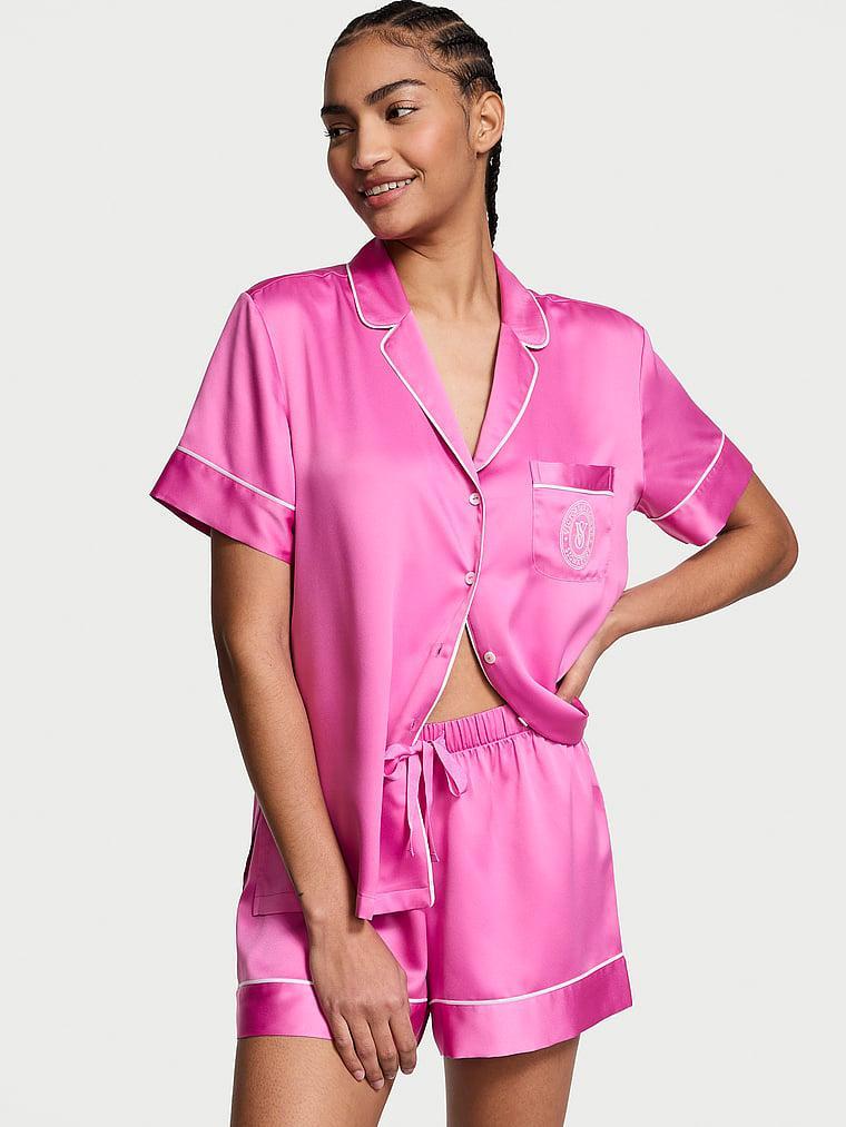 Glazed Satin Long Pajama Set Product Image