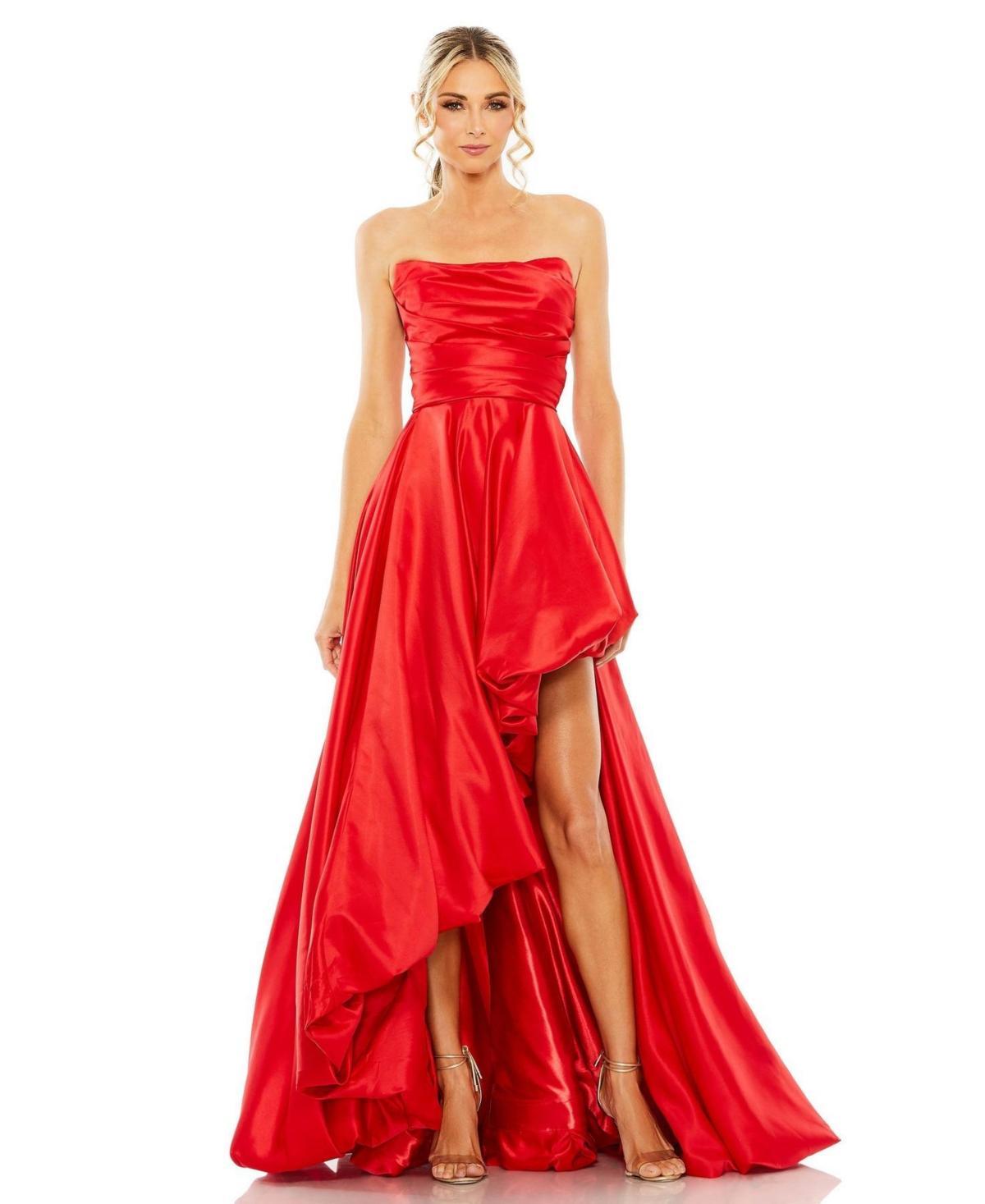 Womens Strapless High-Low Satin Gown Product Image