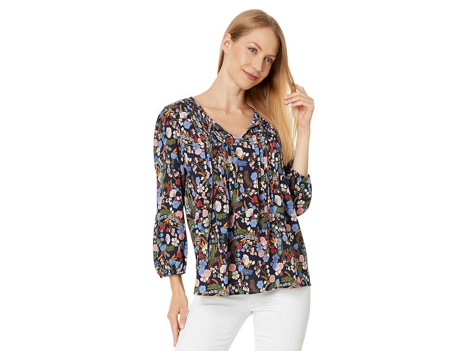 Tommy Hilfiger Womens Floral-Print Pintucked Peasant Blouse Product Image