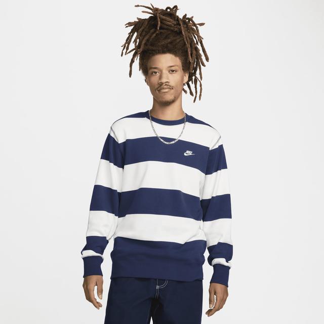 Nike Mens Club Fleece Striped Heavyweight French Terry Crew Product Image