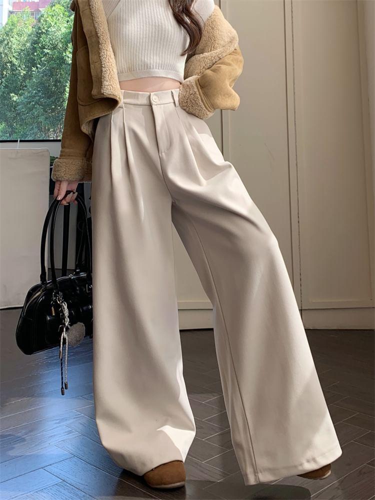 Wool Wide-Leg Slacks Product Image