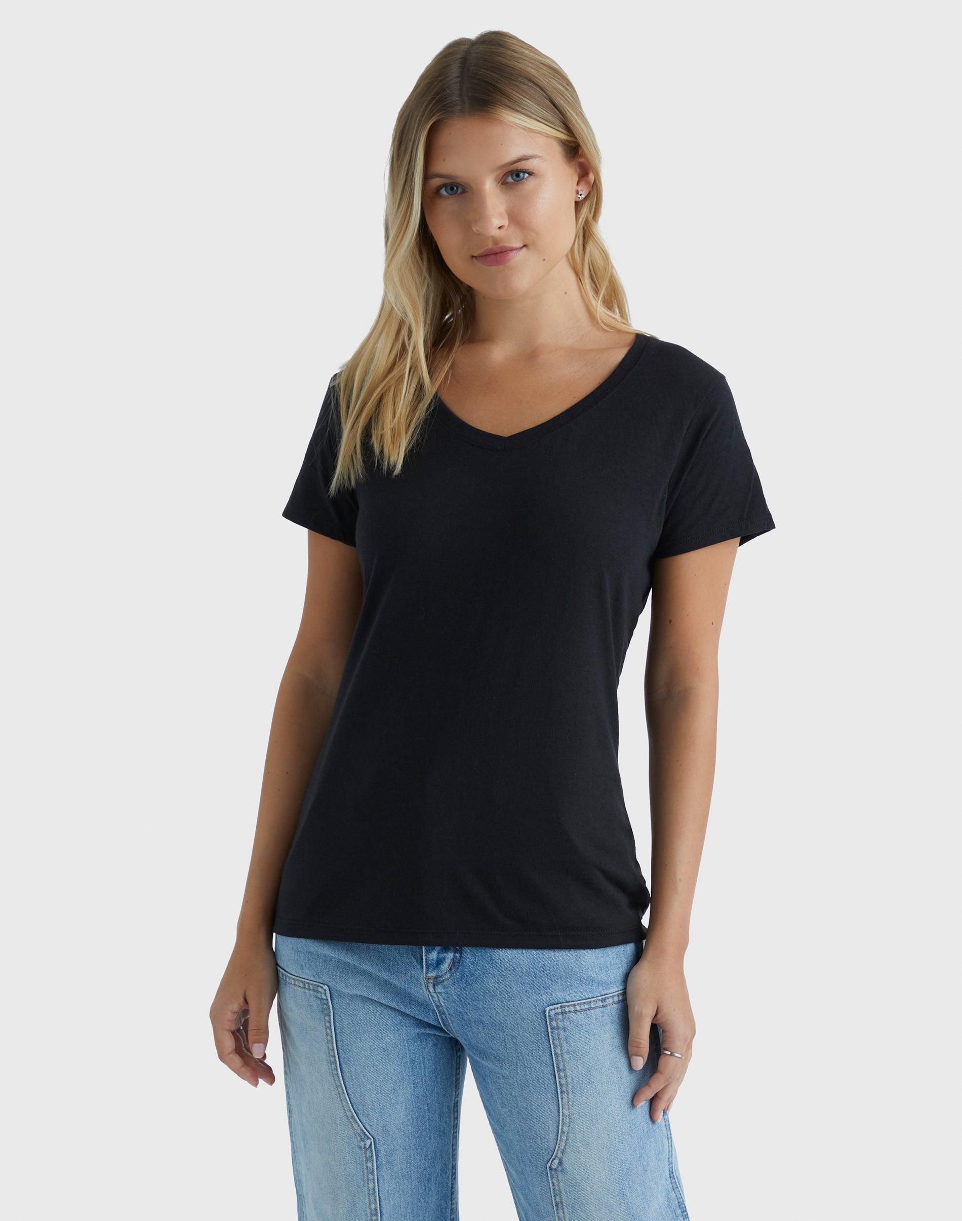 Hanes Perfect-T Womens Tri-Blend V-Neck T-Shirt Slate Heather 2XL Product Image