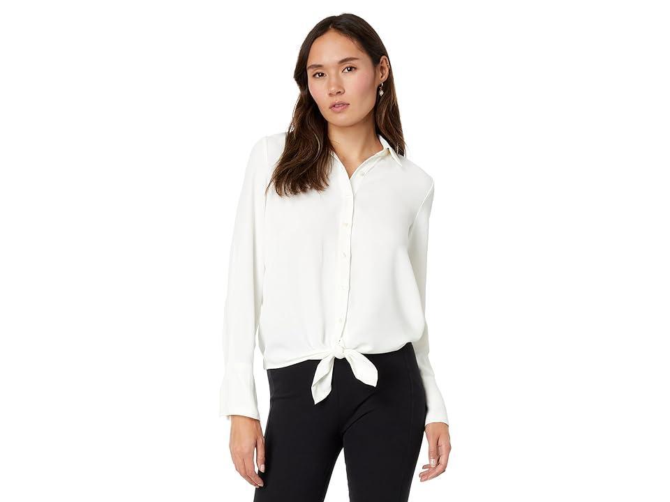 Vince Camuto Tie Front Collared Blouse (New Ivory) Women's Clothing product image