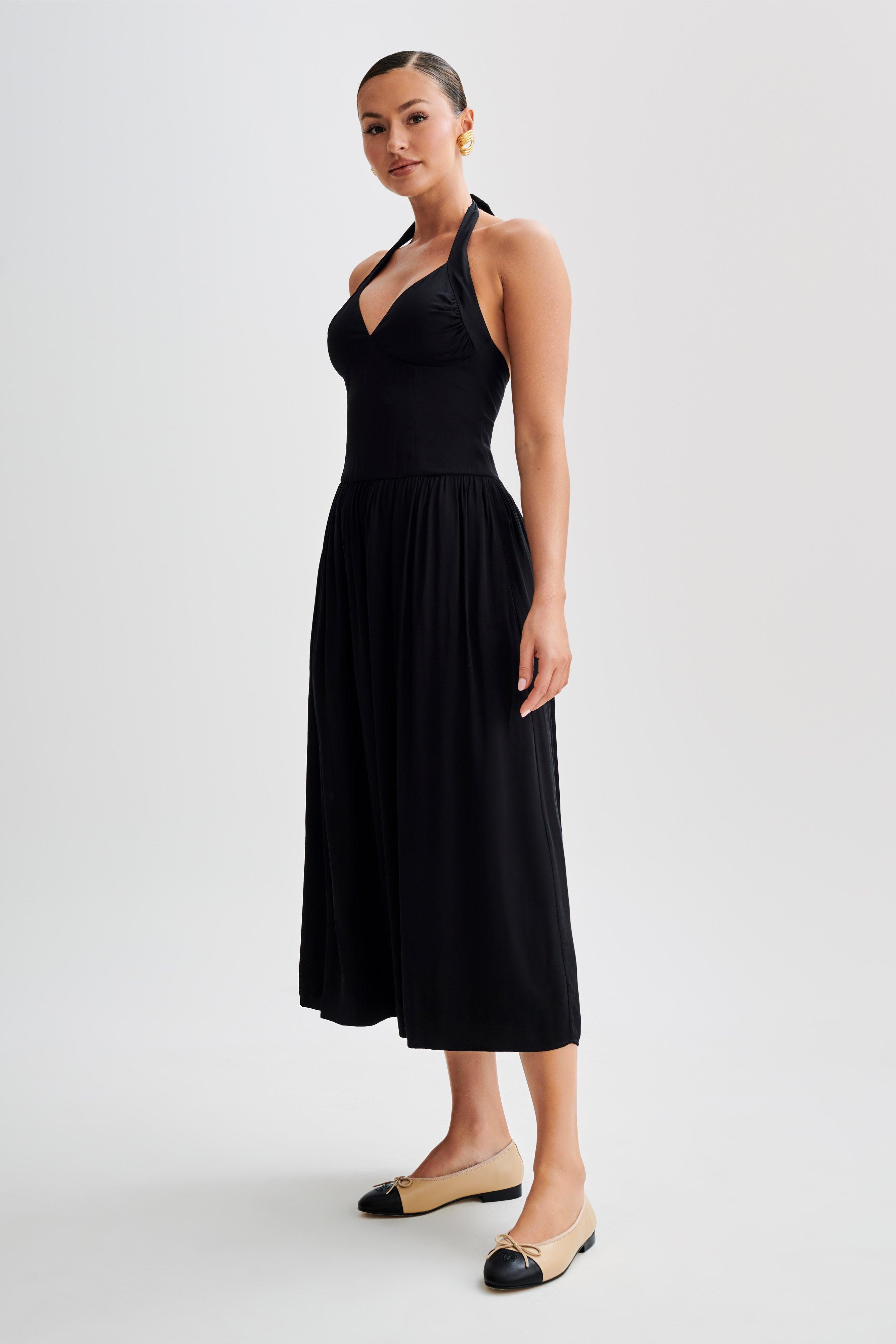 Harriette Halter Midi Dress - Black Product Image