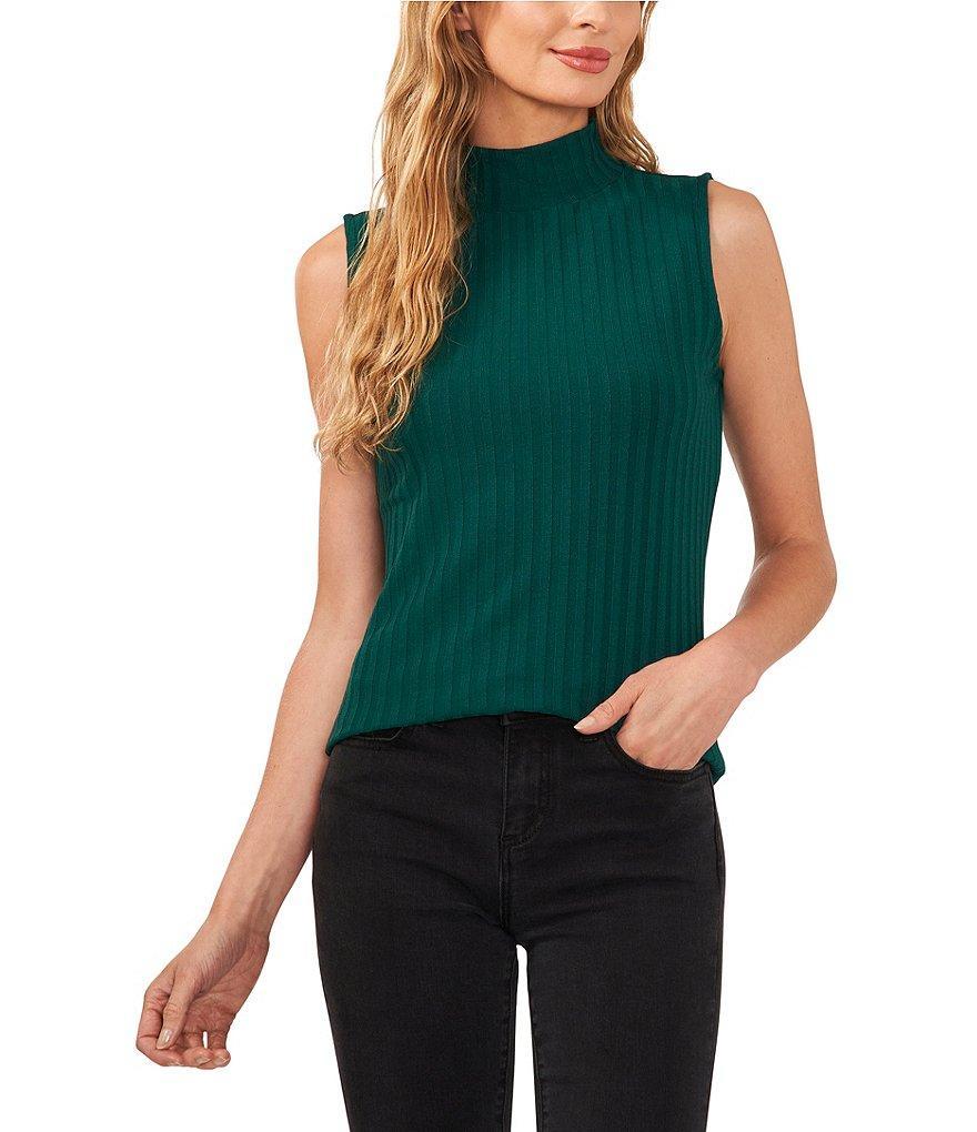 CeCe Turtleneck Sleeveless Ribbed Knit Tank Top Product Image