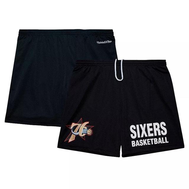 Mens Mitchell & Ness Black Philadelphia 76ers Hardwood Classics Gameday Mesh Shorts Product Image