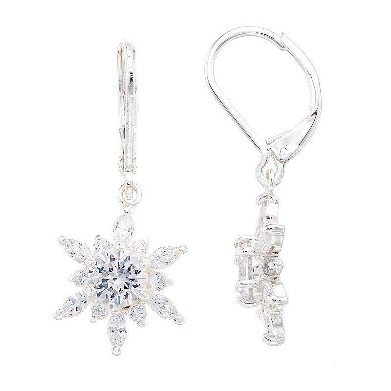 Womens Napier Silver-Toned Cubic Zirconia Leverback Drop Earrings, Silver Tone Product Image