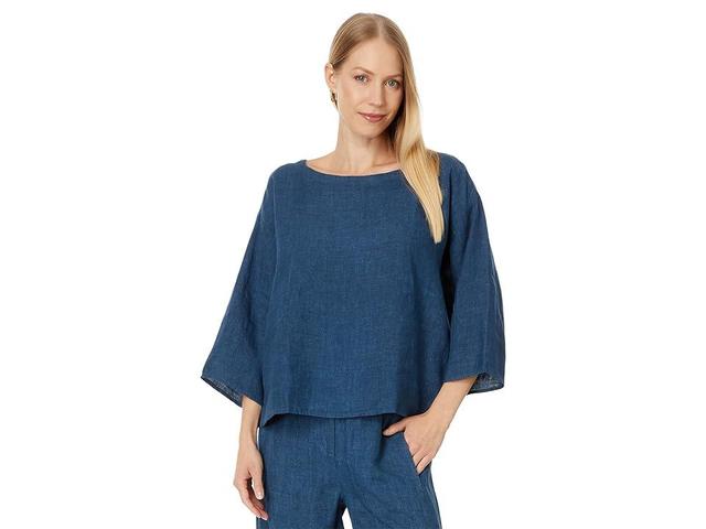 Eileen Fisher Bateau Neck Box Top (Atlantis) Women's Clothing Product Image