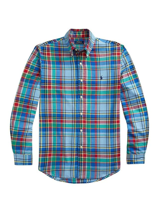 Polo Ralph Lauren Mens Classic-Fit Plaid Oxford Shirt - Blue Product Image