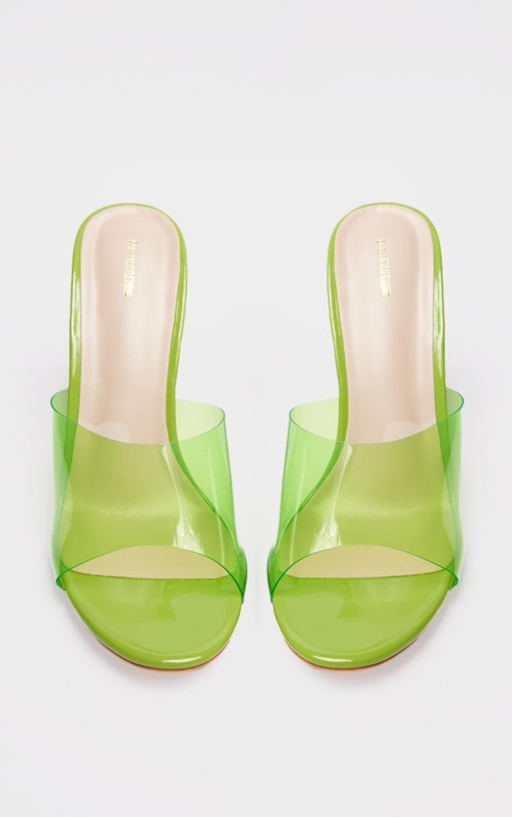 Lime Pu Round Toe Perspex Strap Heeled Wedges Product Image