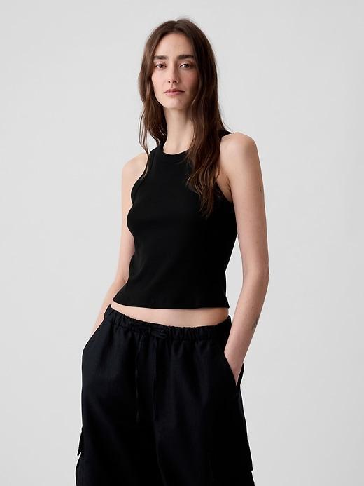 Modern Rib Cropped Halter Top Product Image