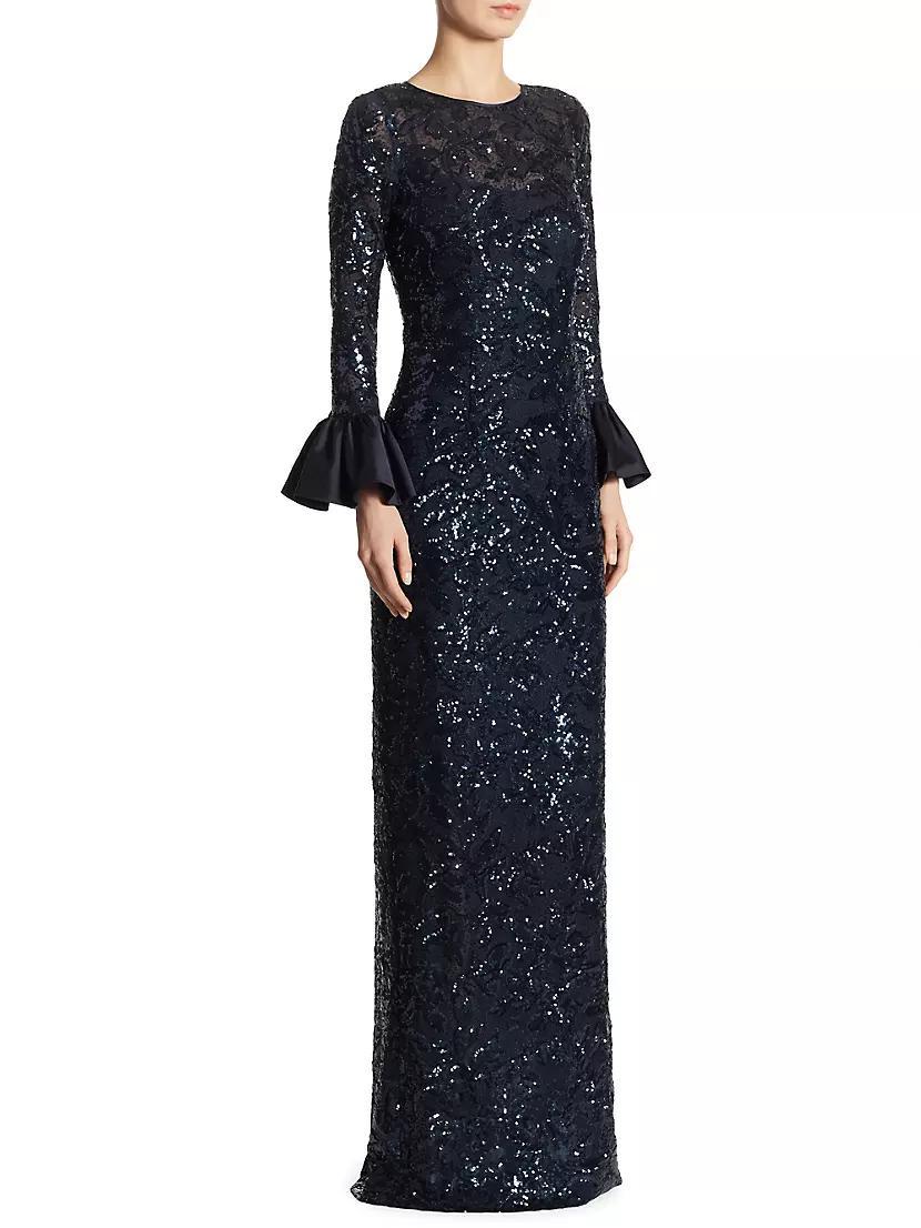 Sequined Bell-Sleeve Gown Product Image