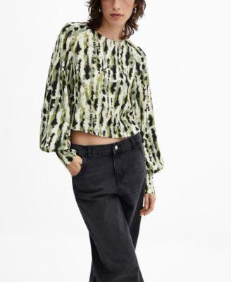 MANGO Leonor Print Long Sleeve Woven Top Product Image